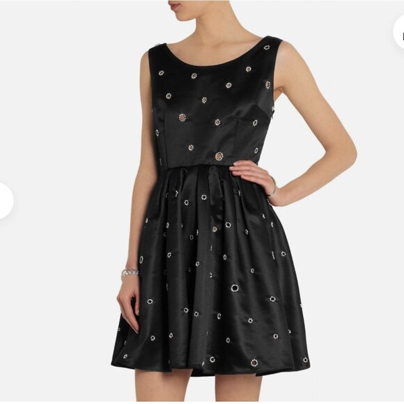 New Kate Moss x TopShop Satin Crystal Embellished Black Cocktal Dress Size 4 - Picture 1 of 10